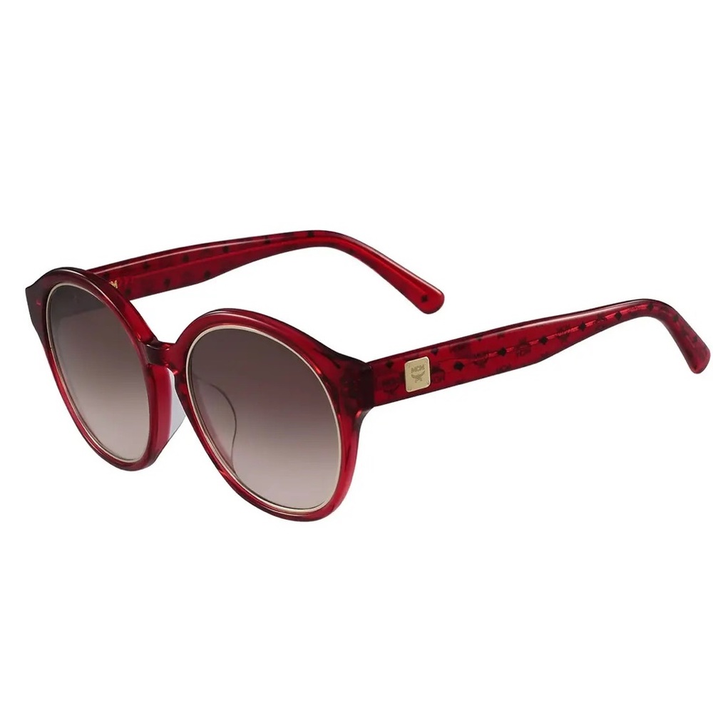 MCM 54MM Round Sunglasses in Bordeaux Visetos Red with Case